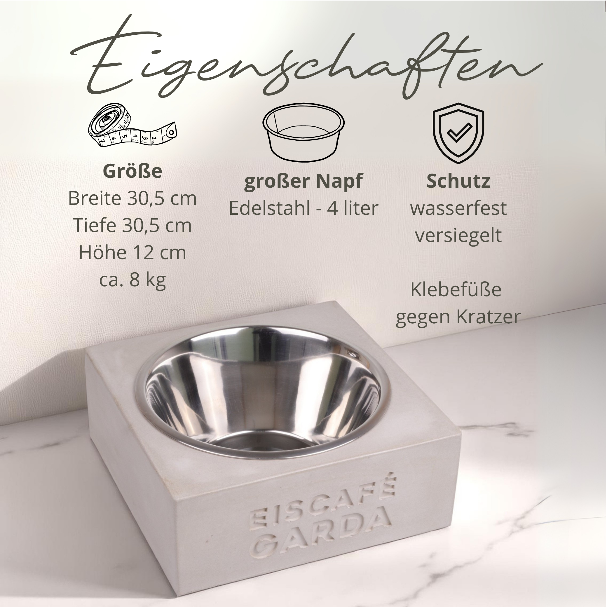 Hundenapf personalisiert aus Beton | Futternapf Beton | Wassernapf Hund Beton l handgemacht