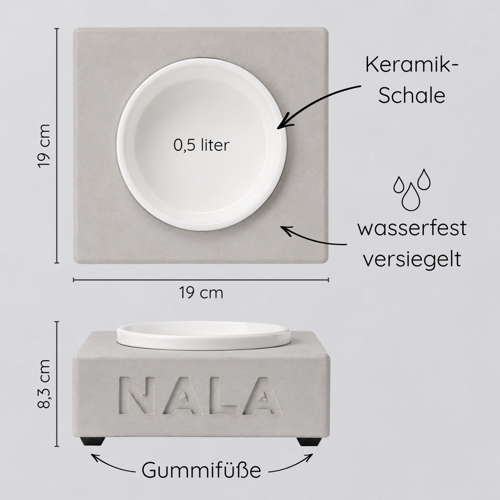 Einzelnapf – klein, eckig