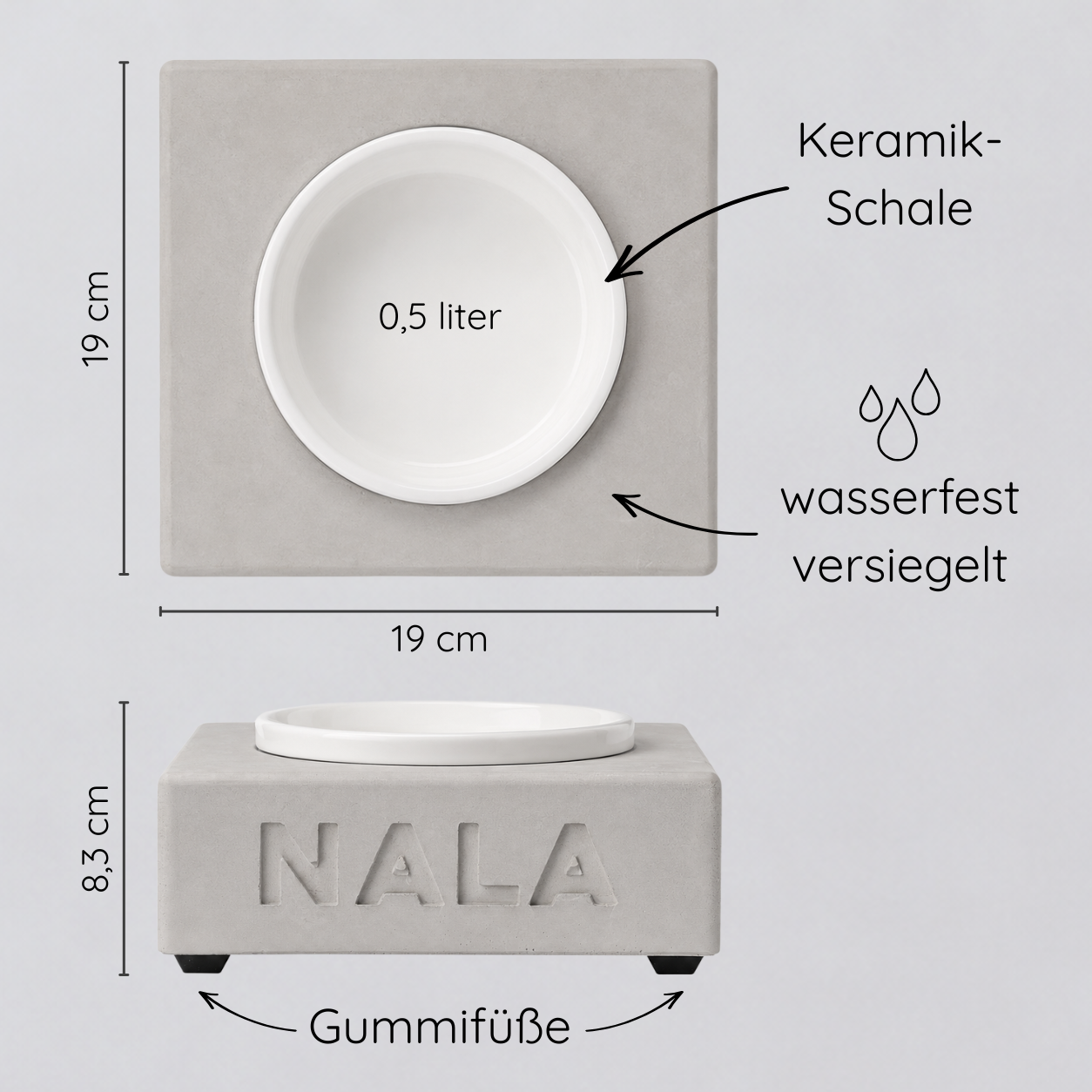 Einzelnapf – klein, eckig