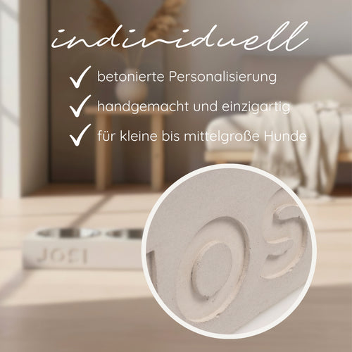 Personalisierter Hundenapf mit Namen – Futterstation aus Beton für Hunde